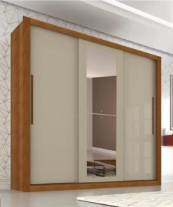 Guarda-roupa Casal New Panamá Cinamomo/Off 3 Portas Flex 4 Gavetas C/ 1 Espelho Larg. 1.85m Sallêto