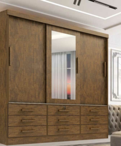 Guarda-Roupa Casal Meridian Plus 3 Portas 9 Gavetas Ypê Larg. 2.00m D doro