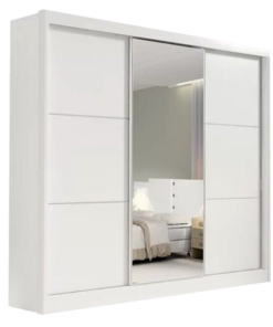 Guarda-Roupa Casal Los Angeles c/Espelho Branco MDF Larg. 2.73m D Doro
