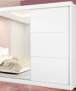 Guarda-Roupa Casal 2 Portas Titanium c/1Espelho MDF Branco Larg. 2.20m D Doro