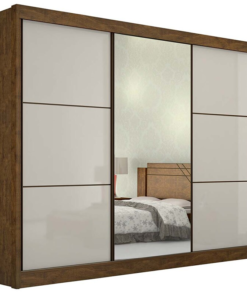 Guarda-Roupa Casal Los Angeles c/Espelho Ypê/Off/Ypê MDF Larg. 2.73m D Doro
