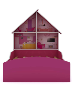 Roupeiro Casinha 2 portas + Cama Casinha 0.90m Pink/Branco Gelius - Imagem 3