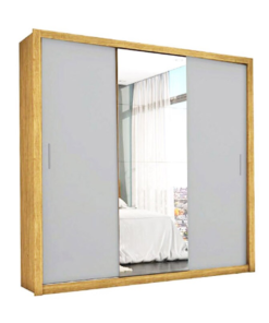 Guarda-Roupa Casal 3 Portas com Espelho Veneza Larg. 1.88m Freijó/Off Carioca