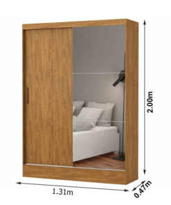 Guarda-Roupa Solteiro Santiago Plus Com Espelho 2 Portas Larg. 1.31m Cinamomo Carioca Móveis - Imagem 3