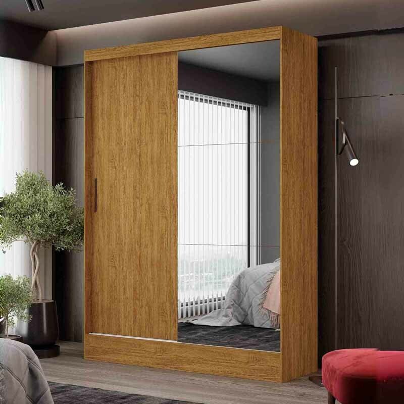 Guarda-Roupa Solteiro Santiago Plus Com Espelho 2 Portas Larg. 1.31m Cinamomo Carioca Móveis