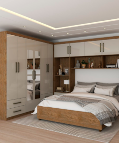 Modulado 4 Portas Cinamomo/Off + Guarda-roupa Casal Hercules Cinamomo/Off 6 Portas 4 Gavetas C/ Espelho e Pés - Carioca