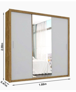 Guarda-roupa Casal Veneza Cinamomo/Off 3 Portas 4 Gavetas C/ 1 Espelho Larg. 1.88m - Carioca - Imagem 3