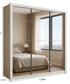 Guarda-roupa Casal Veneza Premium Larg. 1.88m 3 Portas C/ 3 Espelho 4 Gavetas Branco Carioca - Imagem 3