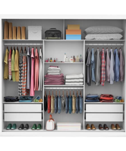 Guarda-Roupa Casal Veneza Larg. 1.88m 3 Portas com Espelho Branco Carioca - Imagem 2