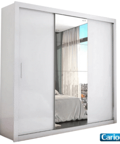 Guarda-Roupa Casal Veneza Larg. 1.88m 3 Portas com Espelho Branco Carioca