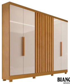 Guarda-roupa Casal Cabo Frio 6 Portas Ripado 100% MDF  Nature/Off  Larg. 1.80m -  Bianchi