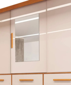 Guarda-roupa Casal Athenas Nature/Off 3 Portas 9 Gavetas C/ Espelho e Pés 100% MDF Larg. 1.80m - Bianchi - Imagem 2