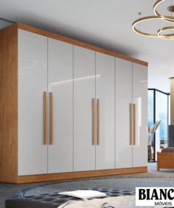 Roupeiro Casal Genova Nature/Off 6 Portas 6 Gavetas 100% MDF Larg. 2.70m - Bianchi