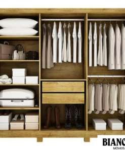 Guarda-Roupa Casal Sergipe Larg. 1.80m 6 Portas Nature 100% MDF C/Pés - Bianchi - Imagem 2