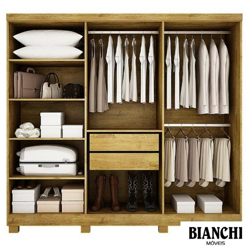 Guarda-Roupa Casal Sergipe Larg. 1.80m 6 Portas Nature 100% MDF C/Pés - Bianchi - Imagem 2