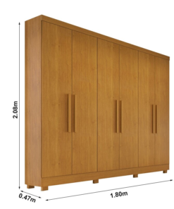 Guarda-Roupa Casal Sergipe Larg. 1.80m 6 Portas Nature 100% MDF C/Pés - Bianchi - Imagem 3