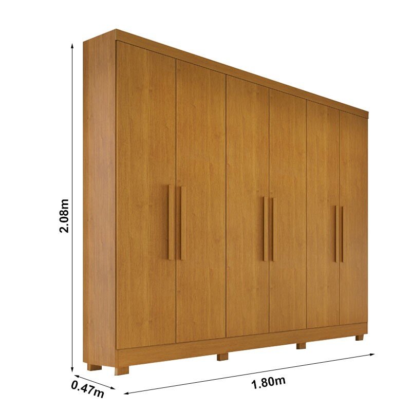 Guarda-Roupa Casal Sergipe Larg. 1.80m 6 Portas Nature 100% MDF C/Pés - Bianchi - Imagem 3