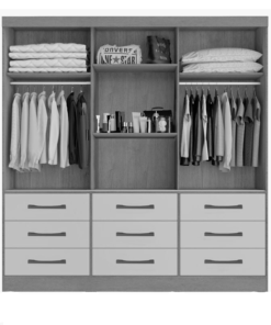Alternative view of Guarda-Roupa Casal Athenas C/Espelho 3 Portas 9 Gavetas Branco Larg. 1.80m 100% MDF Bianchi