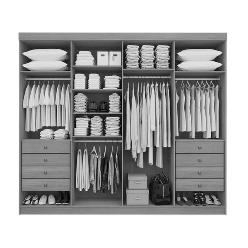 Roupeiro Casal Daymond Branco 8 Portas 8 Gavetas 100% MDF Larg. 2.75m - D Doro - Imagem 2