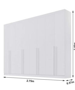 Roupeiro Casal Daymond Branco 8 Portas 8 Gavetas 100% MDF Larg. 2.75m - D Doro - Imagem 3