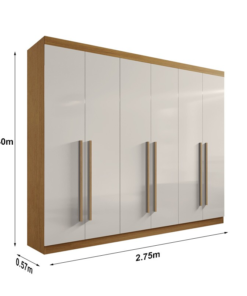 Alternative view of Guarda-roupa Casal Da Vinci Plus Cinamomo/Off 6 Portas 6 Gavetas 100% MDF Larg. 2.75m - D Doro