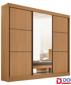 Alternative view of Roupeiro Casal Cristal Cinamomo/Off 3 Portas 6 Gavetas C/ 1 Espelho Portas Flex 100% MDF Larg. 2.42m - D Doro