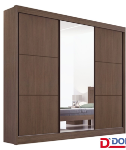 Alternative view of Guarda-roupa Casal Cristal Castanho/Linho 3 Portas 6 Gavetas 100% MDF Portas Flex Larg. 2.42m - D Doro