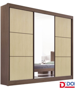 Guarda-roupa Casal Cristal Castanho/Linho 3 Portas 6 Gavetas 100% MDF Portas Flex Larg. 2.42m - D Doro