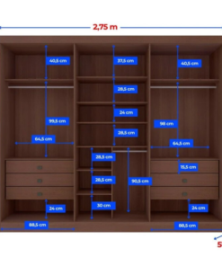 Guarda-roupa Casal Da Vinci Plus Castanho/Off 6 Portas 6 Gavetas 100% MDF Larg. 2.75m - D Doro - Imagem 2