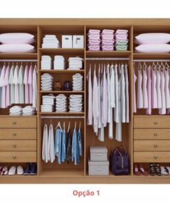 Roupeiro Casal Daymond Castanho 8 Portas 8 Gavetas 100% MDF Larg. 2.75m - D Doro - Imagem 2