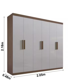 Guarda-roupa Casal Colibri Castanho/Off 6 Portas 6 Gavetas Larg. 2.05m - D' Doro - Imagem 3