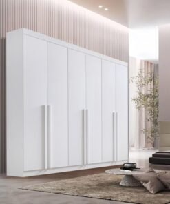Roupeiro Milano Branco 6 Portas e 8 Gavetas 100% MDF Larg. 2.20m - D Doro