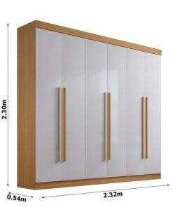 Roupeiro Monte Carlo Cinamomo/Off 6 Portas e 6 Gavetas 100% MDF Larg. 2.32m - D Doro - Imagem 3