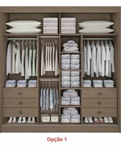 Alternative view of Guarda-Roupa Casal 2 Portas Titanium Ripado 100% MDF Castanho/Off White Larg. 2.20m - D Doro