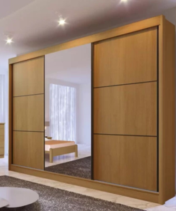 Guarda-Roupa Casal Los Angeles c/Espelho Cinamomo/Off/Cinamomo MDF Larg. 2.73m D Doro