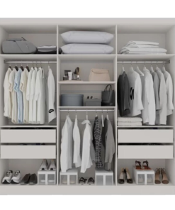 Roupeiro Casal Coliseu Branco 6 Portas 4 Gavetas Larg. 2.20m - Sallêto - Imagem 2