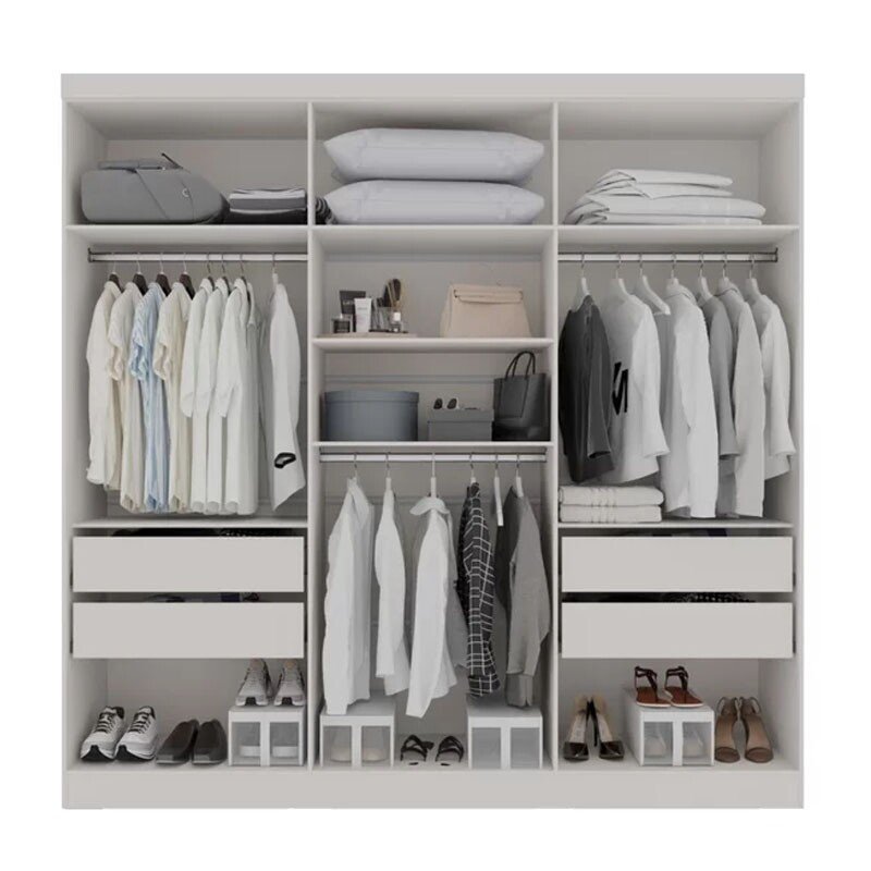 Roupeiro Casal Coliseu Branco 6 Portas 4 Gavetas Larg. 2.20m - Sallêto - Imagem 2