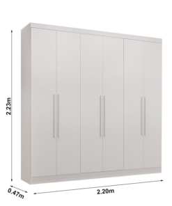 Roupeiro Casal Coliseu Branco 6 Portas 4 Gavetas Larg. 2.20m - Sallêto - Imagem 3