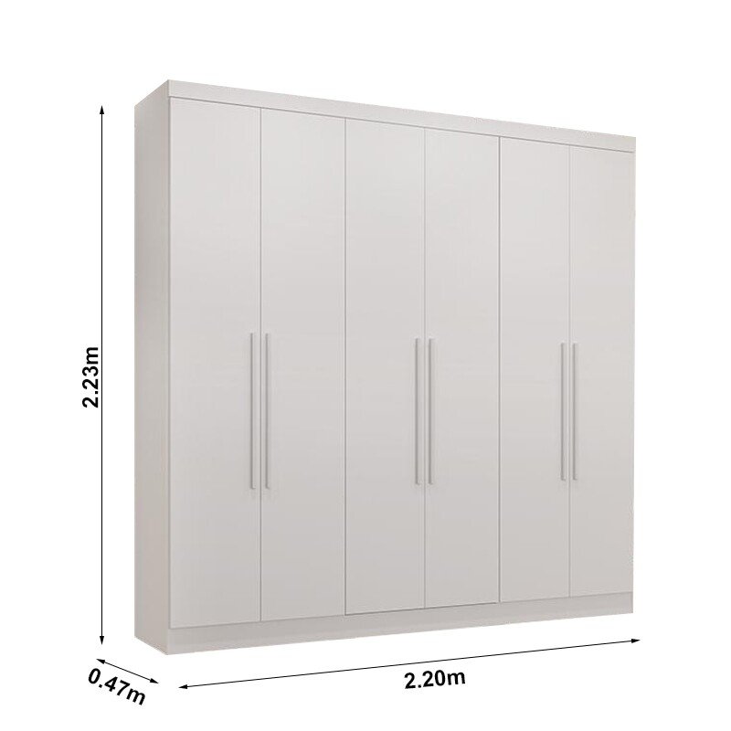 Roupeiro Casal Coliseu Branco 6 Portas 4 Gavetas Larg. 2.20m - Sallêto - Imagem 3