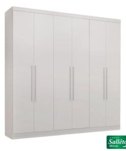Roupeiro Casal Coliseu Branco 6 Portas 4 Gavetas Larg. 2.20m - Sallêto