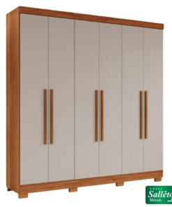 Guarda-roupa Casal Recife Cinamomo/Off 6 Portas C/Pés Larg. 1.80m - Sallêto