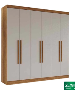 Guarda-roupa Casal Recife Cinamomo/Off 6 Portas Larg. 1.80m - Sallêto