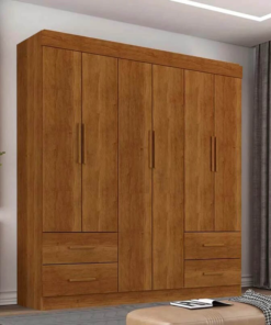 Roupeiro Verona Cinamomo 6 Portas 4 Gavetas Larg. 1.77m - Sallêto