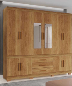 Guarda-Roupa Casal Parma Premium C/Espelho Larg. 2.06m Cinamomo Com Pés Sallêto