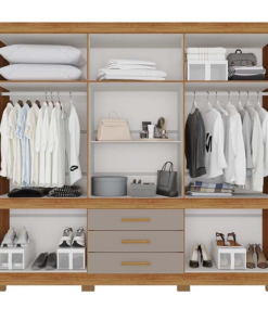 Guarda-Roupa Casal Parma Premium C/Espelho Larg. 2.06m Cinamomo/Off Com Pés Sallêto - Imagem 2