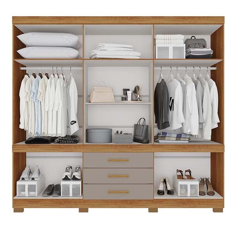 Guarda-Roupa Casal Parma Premium C/Espelho Larg. 2.06m Cinamomo/Off Com Pés Sallêto - Imagem 2