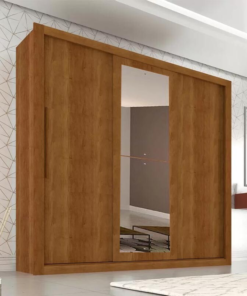 Guarda-Roupa Casal 3 Portas New Panamá c/Espelho Tóquio Cinamomo Larg. 1.85m Sallêto