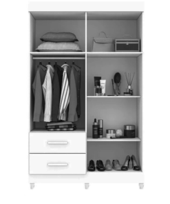 Guarda-Roupa Solteiro Verona 4 Portas 2 gavetas c/Espelho Cinamomo Larg. 1.19m Com Pés Sallêto - Imagem 2