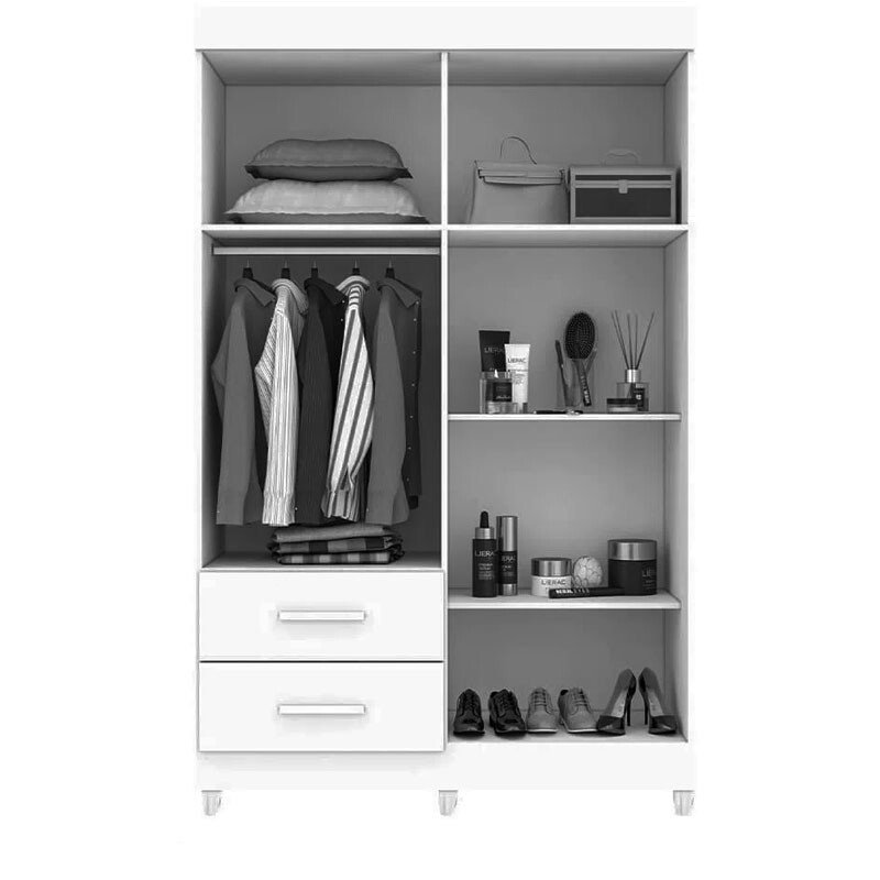 Guarda-Roupa Solteiro Verona 4 Portas 2 gavetas c/Espelho Cinamomo Larg. 1.19m Com Pés Sallêto - Imagem 2