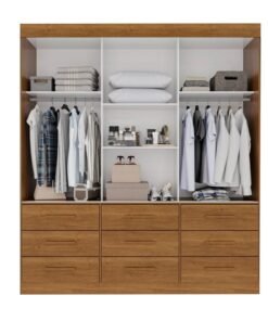 Guarda-roupa Casal New Star Cinamomo 3 Portas 9 Gavetas C/ 1 Espelho C/pés Larg. 1.80m - Sallêto - Imagem 2